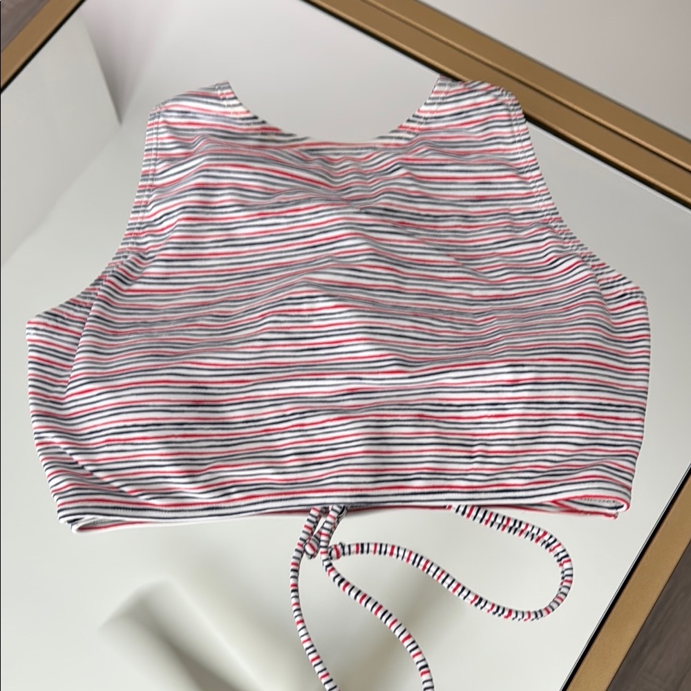 Retro GAP Swim Striped Crop Top with Back Drawstring Size L